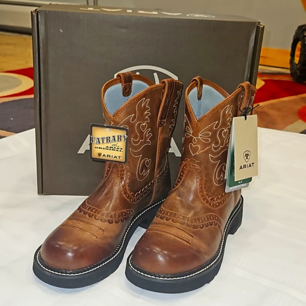 ARIAT Fatbaby Russet Rebel Brown Leather Cowgirl Boots Womens  Size 9.5B  NWT